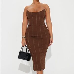 Fashion Nova Elegant Denim Strapless Dress